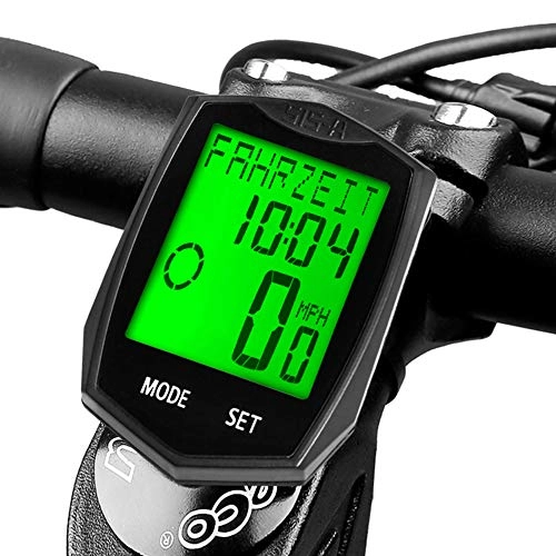 Cycling Computer : DINOKA Bike Computer Wireless Waterproof Cycling Computer Bicycle Speedometer Odometer Backlight LCD Display Tracking Distance Avs Speed Time 5 language switchable (Black)