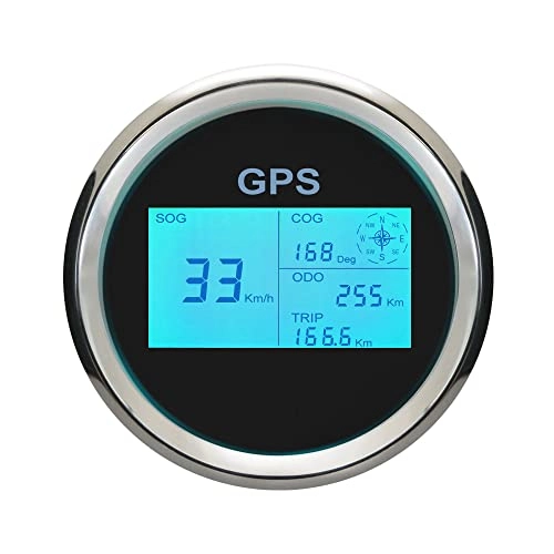 Cycling Computer : Eling Digital GPS Speedometer LCD Speed Gauge Odometer Adjustable with GPS Antenna 85mm Overspeed Alarm