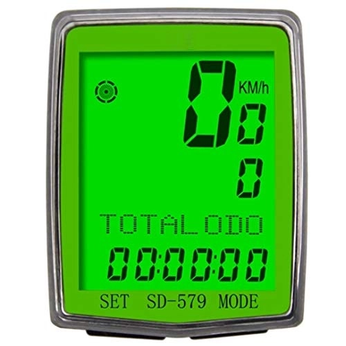 Cycling Computer : FHLH Bicycle Computer Bike Computer Waterproof LCD Display Cycling Bike Computer Odometer Speedometer with Green Backlight Versatile and Widely Used (Color : Green, Size : One size)