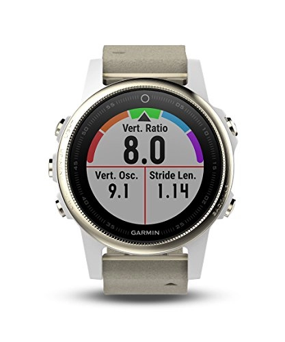 Cycling Computer : Garmin Fenix 5S Sapphire Champagne With Gray Suede Band, One Size