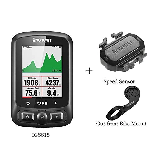 Cycling Computer : GPS Bike Computer, Bluetooth Speedometer Waterproof Bicycle Digital Stopwatch (Cadence Sensor +Out-Front Bike Mount), A