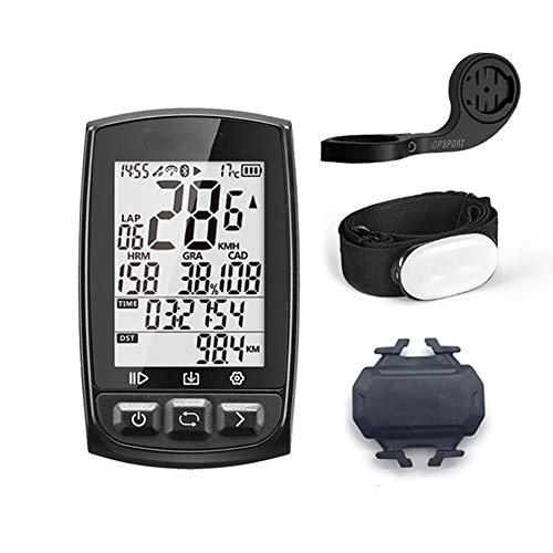 Cycling Computer : HONGLONG Bicycle computer 12 Functions Bike speedometer, with GPS, IPX7 Waterproof, LCD backlight odometer for Real-Time Speed Trackin, L