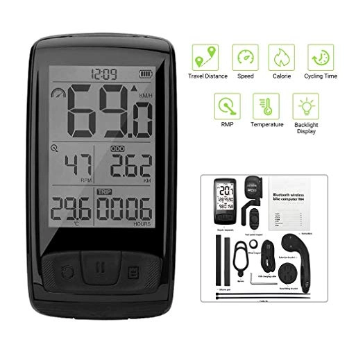 Cycling Computer : HWUKONG Bike Computer, Wireless Bicycle Speedometer Bike Odometer Cycling Multi Function IPX5 Waterproof ANT+ BLE4.0 Bicycle Speedometer And Odometer with Cadence / Speed Sensor
