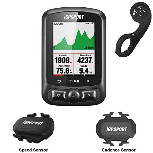Cycling Computer : iGPSPORT GPS Bike Computer with Cadence Sensor and Speed Sensor, Bicycle Speedometer and Odometer Wireless Waterproof Cycle Cycling Computer with Extended Out-Front Bike Mount