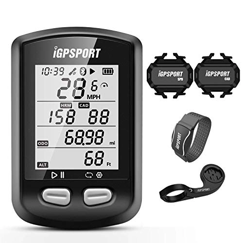 Cycling Computer : iGPSPORT iGS10 Wireless Bike Computer, IPX6 Waterproof Cycling Computer Bluetooth / ANT+ Bicycle GPS combo with bike mount Cadence / Speed Sensor (Combo 5)