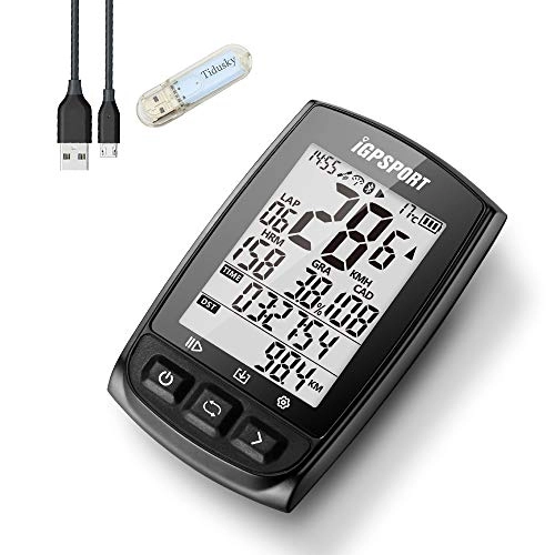 Cycling Computer : iGPSPORT iGS50E Bike Computer ANT+ Function Wireless Cycle Computer Speedometer With 2.2 inch Big Screen Support Heart Rate Monitor and Speed Cadence Sensor Connection + Ruyu USB light (Black)