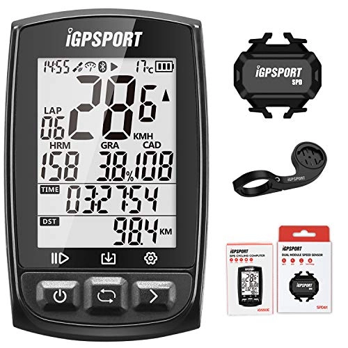 Cycling Computer : iGPSPORT iGS50E Black Wireless Cycle Computer with ANT+ Function Bike Speedometer GPS combo with bike mount Cadence Speed Sensor (Combo 1)