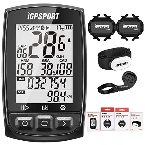 Cycling Computer : iGPSPORT iGS50E Black Wireless Cycle Computer with ANT+ Function Bike Speedometer GPS combo with bike mount Cadence Speed Sensor (Combo 4)