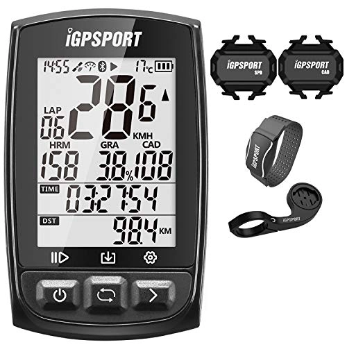 Cycling Computer : iGPSPORT iGS50E Black Wireless Cycle Computer with ANT+ Function Bike Speedometer GPS combo with bike mount Cadence Speed Sensor (Combo 5)