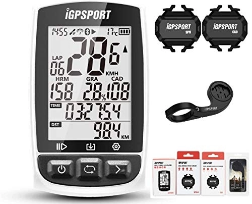 Cycling Computer : iGPSPORT iGS50E Wireless Cycle Computer with ANT+ Function Bike Speedometer GPS combo with bike mount Cadence Speed Sensor (Combo 3)