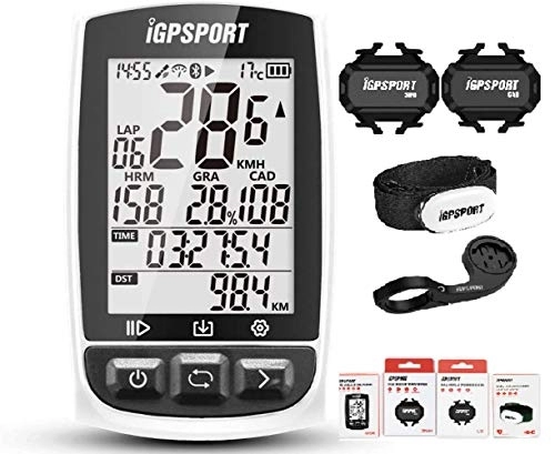 Cycling Computer : iGPSPORT iGS50E Wireless Cycle Computer with ANT+ Function Bike Speedometer GPS combo with bike mount Cadence Speed Sensor (Combo 4)