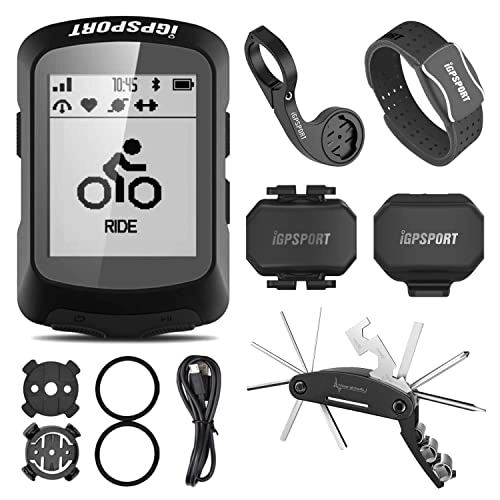 Cycling Computer : iGPSPORT iGS520 GPS Cycling Computer with HR60 Heart Rate, M80 Mount, SPD70 Speed and CAD70 Cadence Sensors and Wearable4U Bike Multi-Tool Bundle