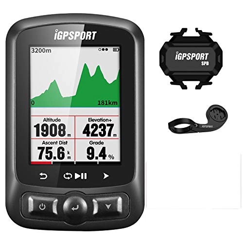 Cycling Computer : iGPSPORT iGS618 Black Wireless Cycle Computer with ANT+ Function Bike Speedometer GPS combo with Heart Rate monitor bike mount Cadence Speed Sensor (Combo 1)