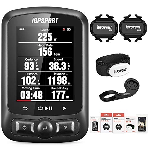 Cycling Computer : iGPSPORT iGS620 Bike Computer Wireless Waterproof GPS 2.2inch color LCD Bicycle Computer with WiFi / ANT+ / Bluetooth combo pack with Heart Rate monitor bike mount Cadence Speed Sensor (Combo 4)