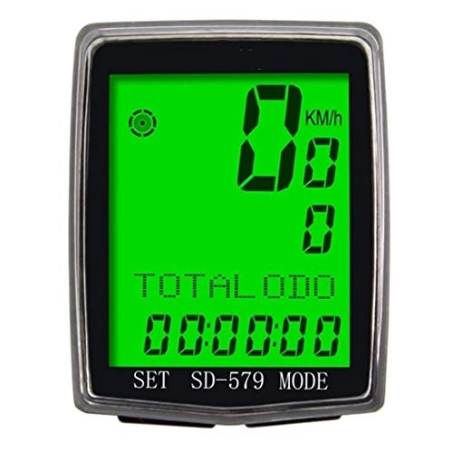 Cycling Computer : Jklt Bicycle Computer Bike Computer Waterproof LCD Display Cycling Bike Computer Odometer Speedometer with Green Backlight Lightweight and Easy to Use (Color : Black, Size : One size)