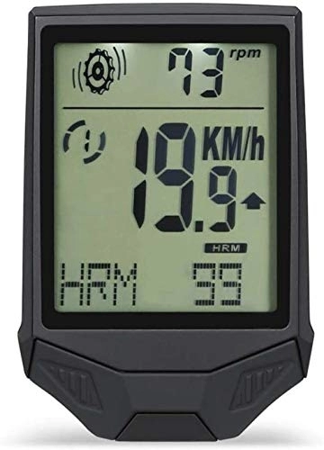 Cycling Computer : JWCN Bike Computer Big Screen Wireless Speed + Cadence + Heart Rate Three-in-one Stopwatch Extended Bracket Long Night Light Suitable For Indoor Cycling Bike Speedometer-One Size_Black Uptodate