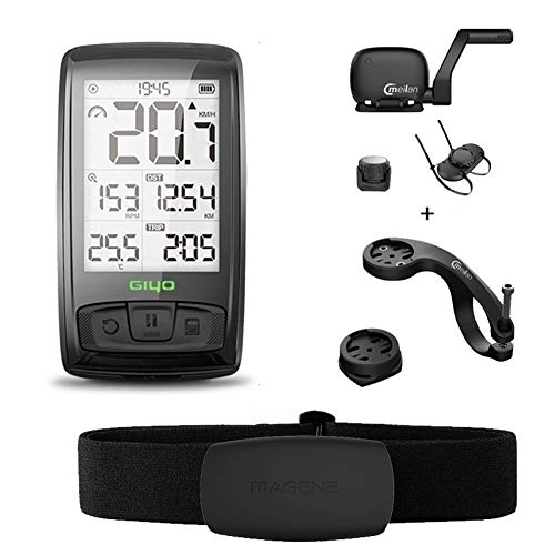 Cycling Computer : JYSL Wireless Bicycle Speedometer M4 Enabled Waterproof Stopwatch Bike Bicycle Computer Speedometer Heart Rate Monitor Cadence Speed (Color : M4 ALL)