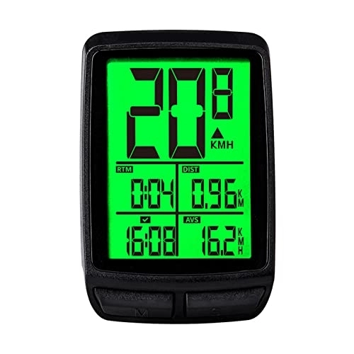 Cycling Computer : koliyn Bicycle computer meter, multi-function LCD backlit waterproof display, automatic standby / wake-up, outdoor cycling equipment speedometer, Green