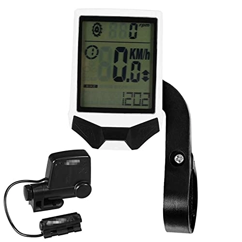 Cycling Computer : KUANDARGG Bicycle Computer, Wireless Rainproof, LCD Backlight, Odometer, Speedometer Wireless Bike Computer, Bicycle Speedometer And Odometer With Cadence / Speed, White, One Size