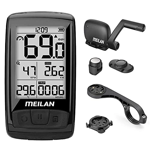 Cycling Computer : KUANDARGG Waterproof Cycling Computer, ANT+ BLE4.0 Bicycle Speedometer And Odometer For Men Women Teens Outdoor Cycling With 2.5 Inch LCD Backlight Display, Black