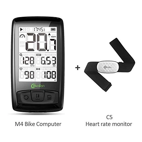 Cycling Computer : KUANGQIANWEI Bike accessories Cycling Computer Wireless Bike Computer M4 (SETB With C5 Heart Rate Monitor) bike computer (Color : M4)