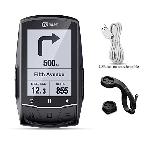 Cycling Computer : KUANGQIANWEI Bike accessories M1 GPS Navigation Bike Computer Bluetooth Speedometer Connect With Cadence / HR Monitor (not Include) bike computer (Color : M1xHR10)