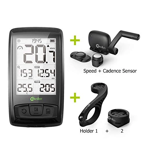 Cycling Computer : KUANGQIANWEI Bike accessories M4 Wireless Bicycle Computer Bike Speedometer With Speed & Cadence Sensor Can Connect Bluetooth ANT+(SET A Heart Rate Monitor) bike computer (Color : B Only M4)