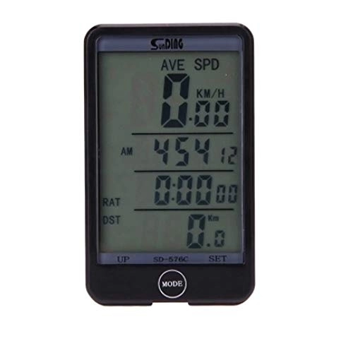 Cycling Computer : Ldelw Bicycle computer Wireless Bike Bicycle Cycling Computer Odometer Speedometer Touch Button LCD Backlight Backlit Waterproof speed bike speedometer (Color : Black Size : One size) sunyangde