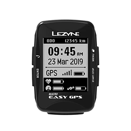 Cycling Computer : Lezyne Macro Easy GPS Counter for Bike / Mountain Bike, Unisex, Adult, Black, One Size