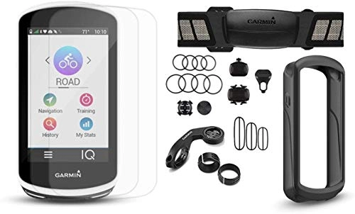 Cycling Computer : LFDHSF Bike Computer With Chest HRM, Speed / Cadence Sensors, Silicone Case & Glass Screen Protectors, Bike Mounts, GPS Navigation (+Bundle, Black Case)