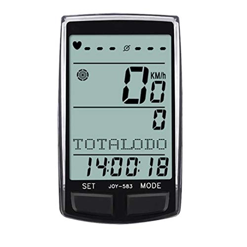 Cycling Computer : Odometer Bike Bicycles Waterproof Computers Table Large-screen Backlight with Eight Countries Language (Color : Black, Size : One size)