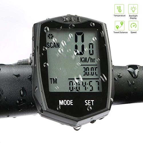Cycling Computer : OUNDEAL Bike Computer, Wireless Waterproof Bicycle Odometer Speedometer Multi-Functions with 6 Languages, Backlight for Tracking Distance Avs Speed Time during Outdoor Exercise, Included English