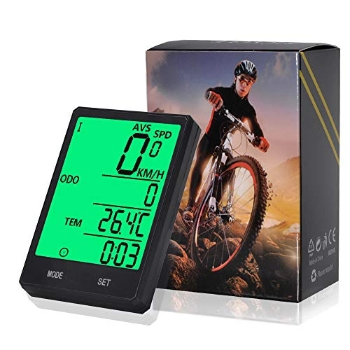 Cycling Computer : Pasas Wireless Computer Bike, Bicycle Speedometer, Cycling Odometer, Multifunction with Extra Large LCD Backlight Display Waterproof (Black)