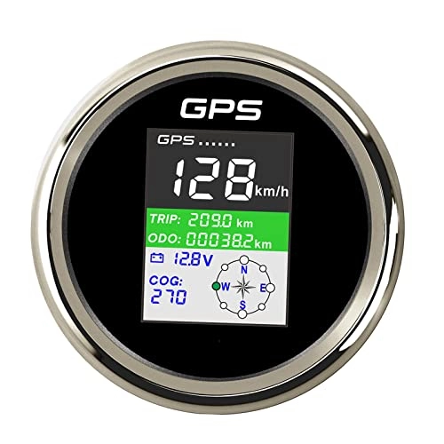 Cycling Computer : Perfeclan Stainless Steel GPS Speedometer Gauge Waterproof Adjustable Mileage LCD Display PLG3-BS-GPS Marine GPS Odometer 85mm for Motorcycle Truck