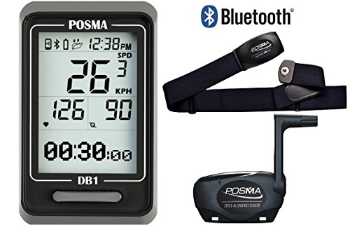 Cycling Computer : POSMA DB1 BLE4.0 Cycling Computer Speedometer Odometer Bundle with BHR20 Heart Rate Monitor and BCB20 Speed / Cadence Sensor