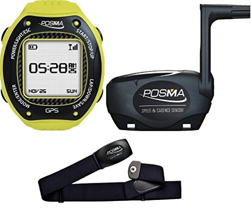 Cycling Computer : POSMA W3 GPS Running Cycling Hiking Multisport Watch Navigation ANT+ STRAVA MapMyRide / MapMyRun Bundle with BCB20 Speed / Cadence Sensor and BHR20 Heart Rate Yellow