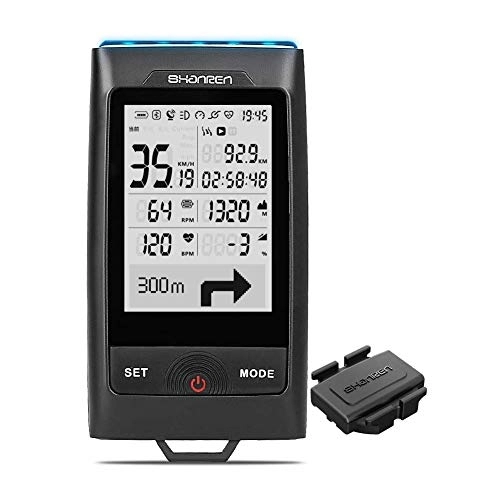 Cycling Computer : SHANREN Di-Pro GPS Bike Computer, 96-Hour Bluetooth ANT+ Cycling Computer with Headlight (Cadence bundle)