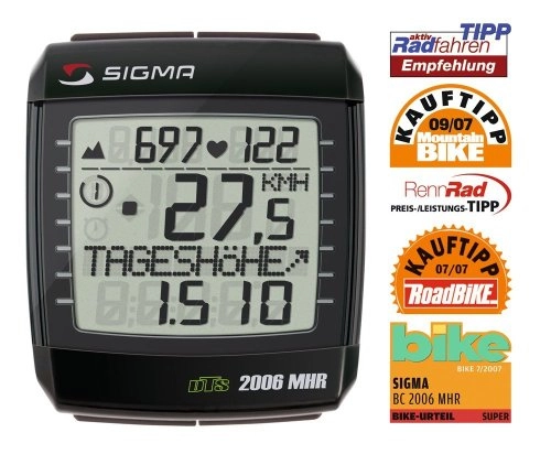 Cycling Computer : Sigma Sport BC 2006 MHR DTS Bicycle Computer with Altitude and HR Functions