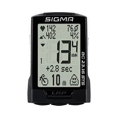 Cycling Computer : SIGMA SPORT BC 23.16 STS White Bicycle Computer with Bicycle, Altitude and Heart Rate Functions, Cadence and High Log Capacity, White Bicycle Speedometer with Easy Operation