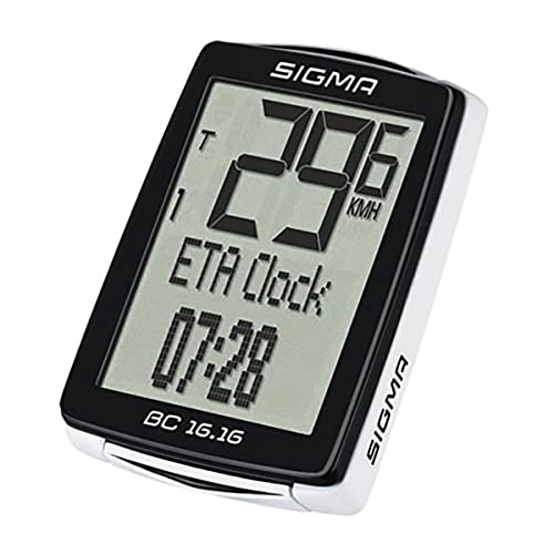 Cycling Computer : Sigma Sport Bicycle Computer BC 16.16, 16 Functions, ETA-Timer, wired Bike Computer, Black