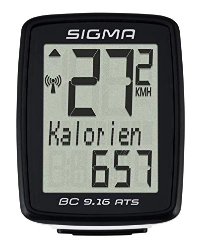 Cycling Computer : Sigma Sport Bicycle Computer BC 9.16 ATS, 9 Functions, Maximum Speed, wireless Bike Computer, Black