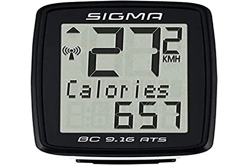 Cycling Computer : Sigma Sport Bicycle Computer BC 9.16 ATS, 9 Functions, Maximum Speed, wireless Bike Computer, Black