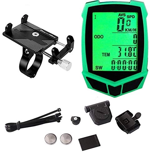 Cycling Computer : Speedometer / Bike Odometer / Wireless Bicycle Speedometer, Bike Speedometer, Bike Computer Waterproof Accurate Speed Tracking, with Extra Large LCD Display Waterproof & A Solid Phone Holder