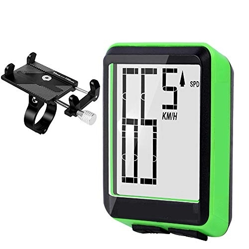 Cycling Computer : Speedometer / Bike Speedometer / Bike Odometer, Wireless Bicycle Speedometer, ike Computer Waterproof Accurate Speed Tracking, with Extra Large LCD Display Waterproof & A Solid Phone Holder