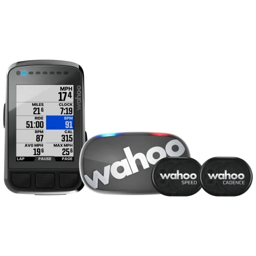 Cycling Computer : Wahoo ELEMNT BOLT GPS Cycling / Bike Computer with TICKR Heart Rate Monitor and RPM Cycling Speed & Cadence Sensor