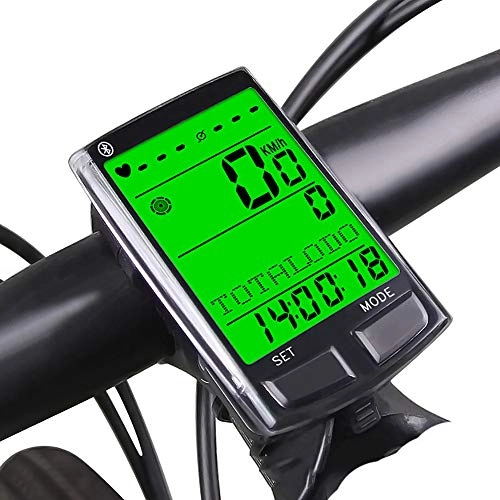 Cycling Computer : WHTBOX Bicycle Computer Bluetooth, Bicycle Computer Heart Rate, Heart Rate Monitoring, BicycleSpeedometer, Odometer, Backlight LCD Display, Tracking Distance, Avs Speed Time, Black