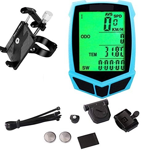 Cycling Computer : Wireless Bicycle Speedometer, Speedometer / Bike Odometer / Bike Speedometer, Bike Computer Waterproof Accurate Speed Tracking, with Extra Large LCD Display Waterproof & A Solid Phone Holder
