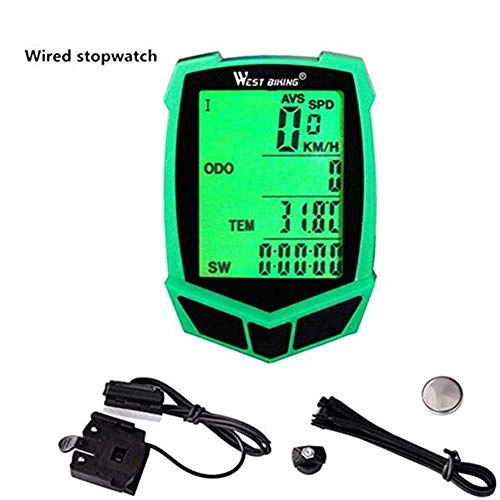 Cycling Computer : XIEXJ Bicycle Computer GPS Bike Computer LCD Backlight with 20 Functions Speedometer Odometer Cycling, Green