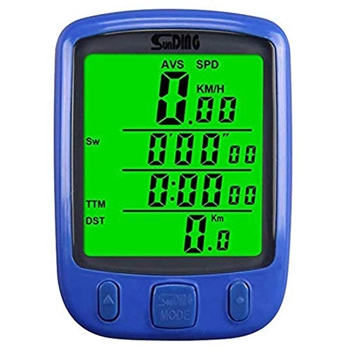Cycling Computer : XIEXJ Cycle Computer Speedometer Odometer, with Wireless Cadence Sensor, LCD Backlight Wired Control Button Automatically, Blue