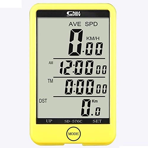 Cycling Computer : XIEXJ Cycle Computer Speedometer Odometer with Wireless Cadence Sensor Outdoor LCD Backlight Automatic, Yellow